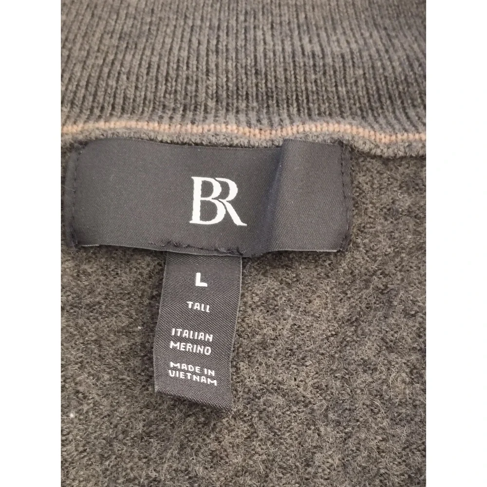 Banana Republic Mens M Tall Gray 100% Italian‎ Merino Wool 1/4 Zip Sweater